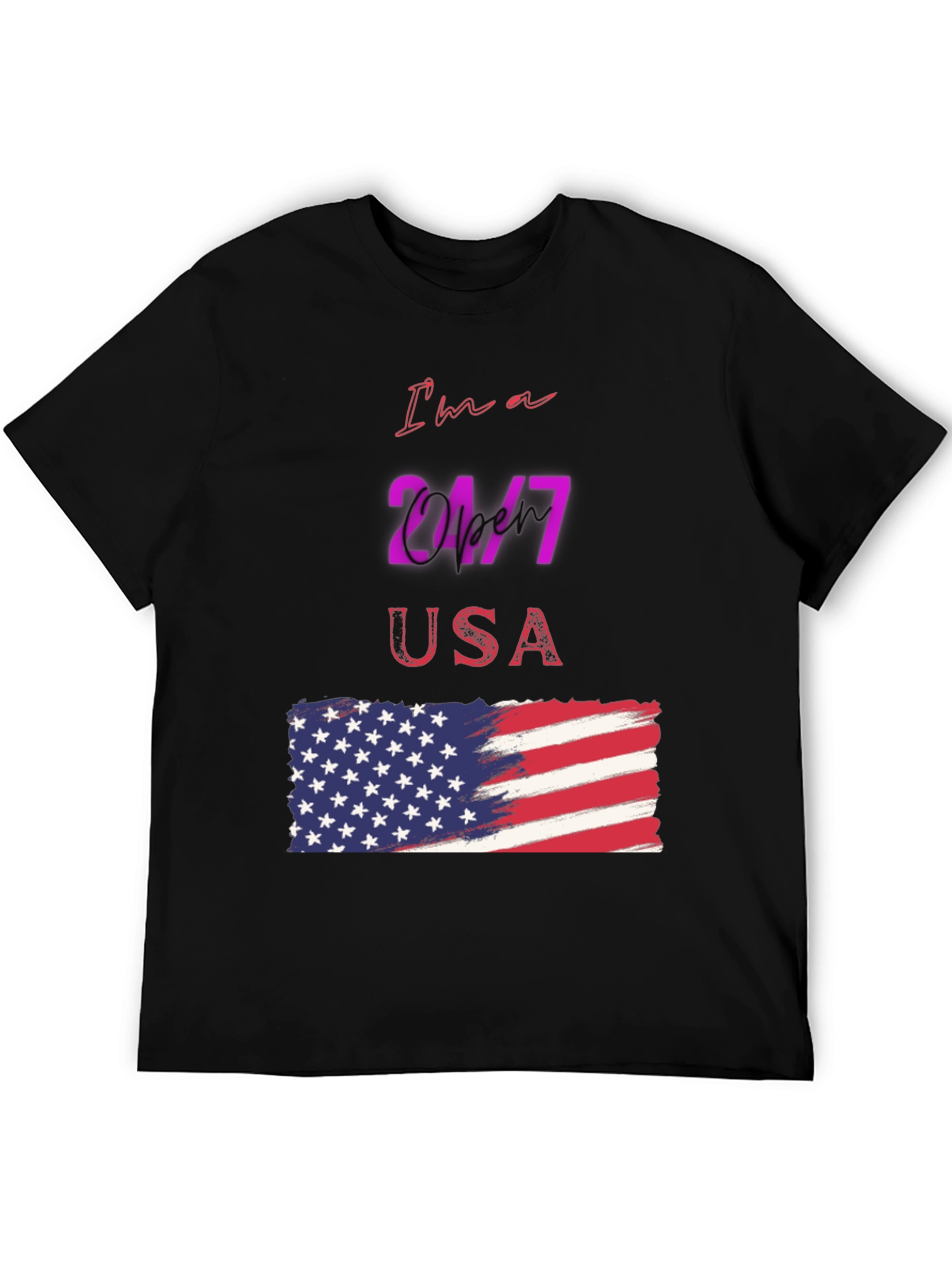 Camiseta Negra Diseño USA 24/7