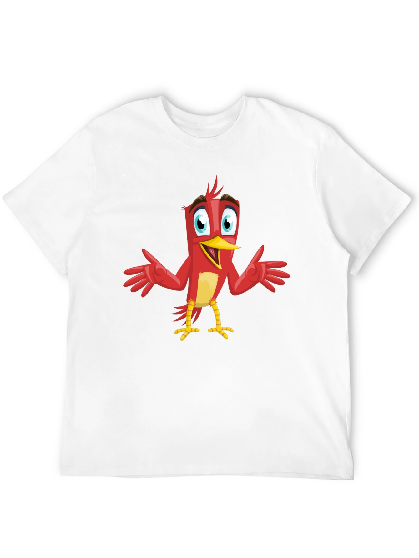 Camiseta Negra con Diseño de Pájaro Rojo Animado