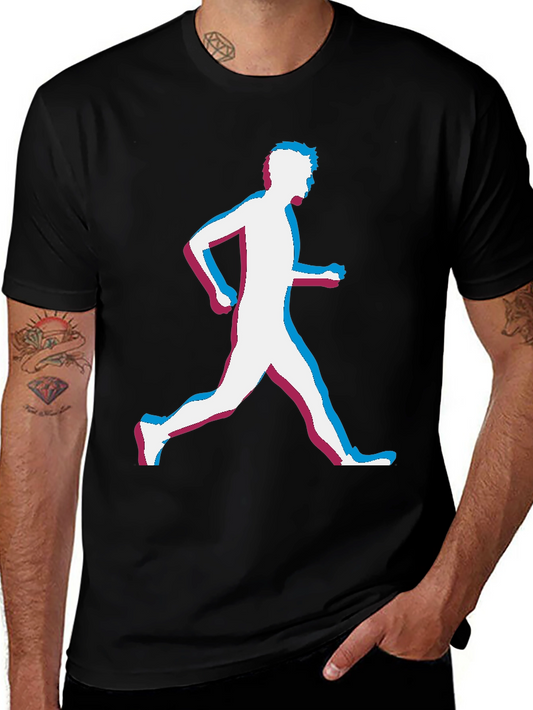 Camiseta Negra Hombre Corredor 3D Estilo Deportivo