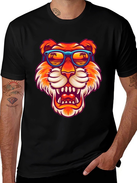 Camiseta Negra Tigre con Gafas de Sol