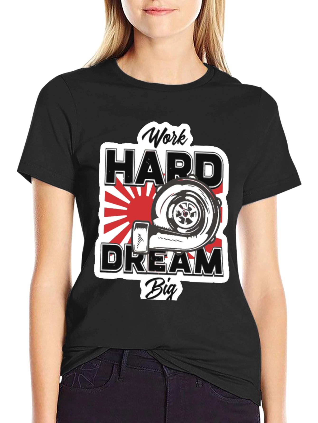 Camiseta Negra: Work Hard Dream Big