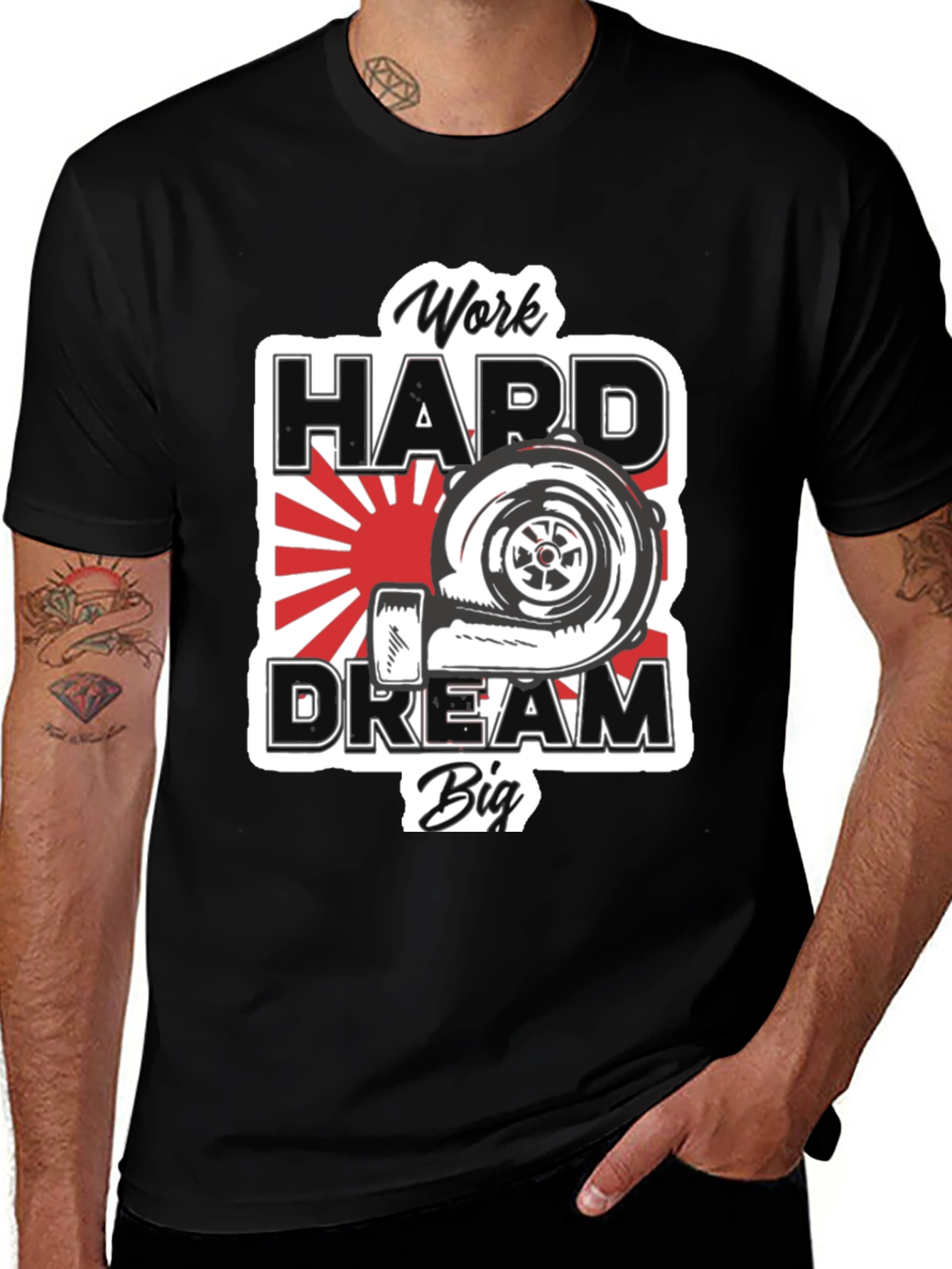 Camiseta Negra: Work Hard Dream Big