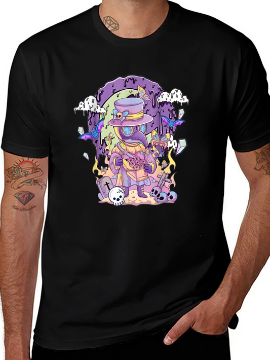 Camiseta Negra con Diseño de Doctor de la Peste Gótico