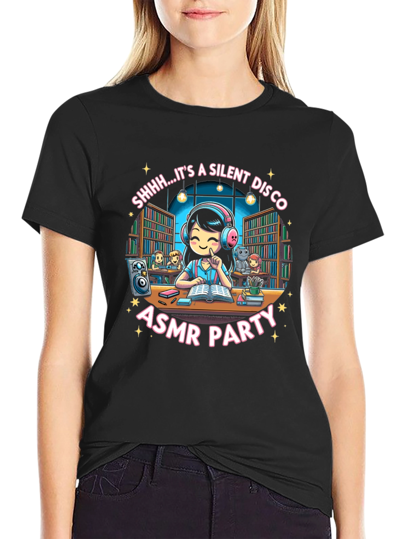 Camiseta Negra ASMR Party Silent Disco