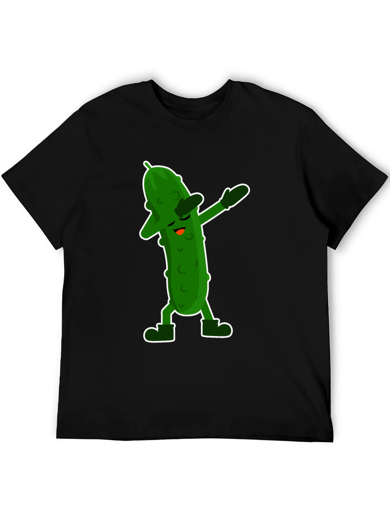 Camiseta Negra con Divertido Pepinillo Dabbing