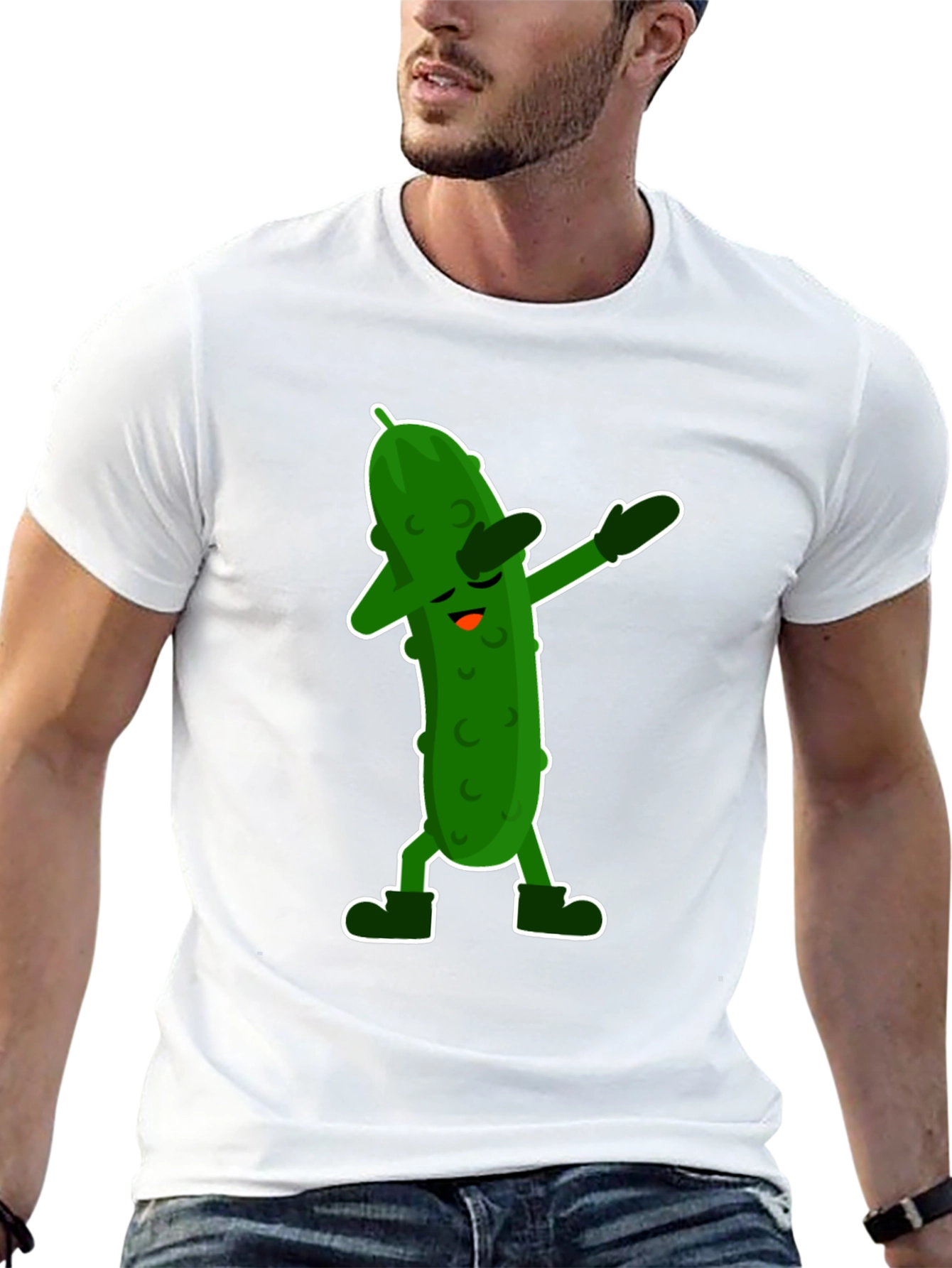 Camiseta Negra con Divertido Pepinillo Dabbing
