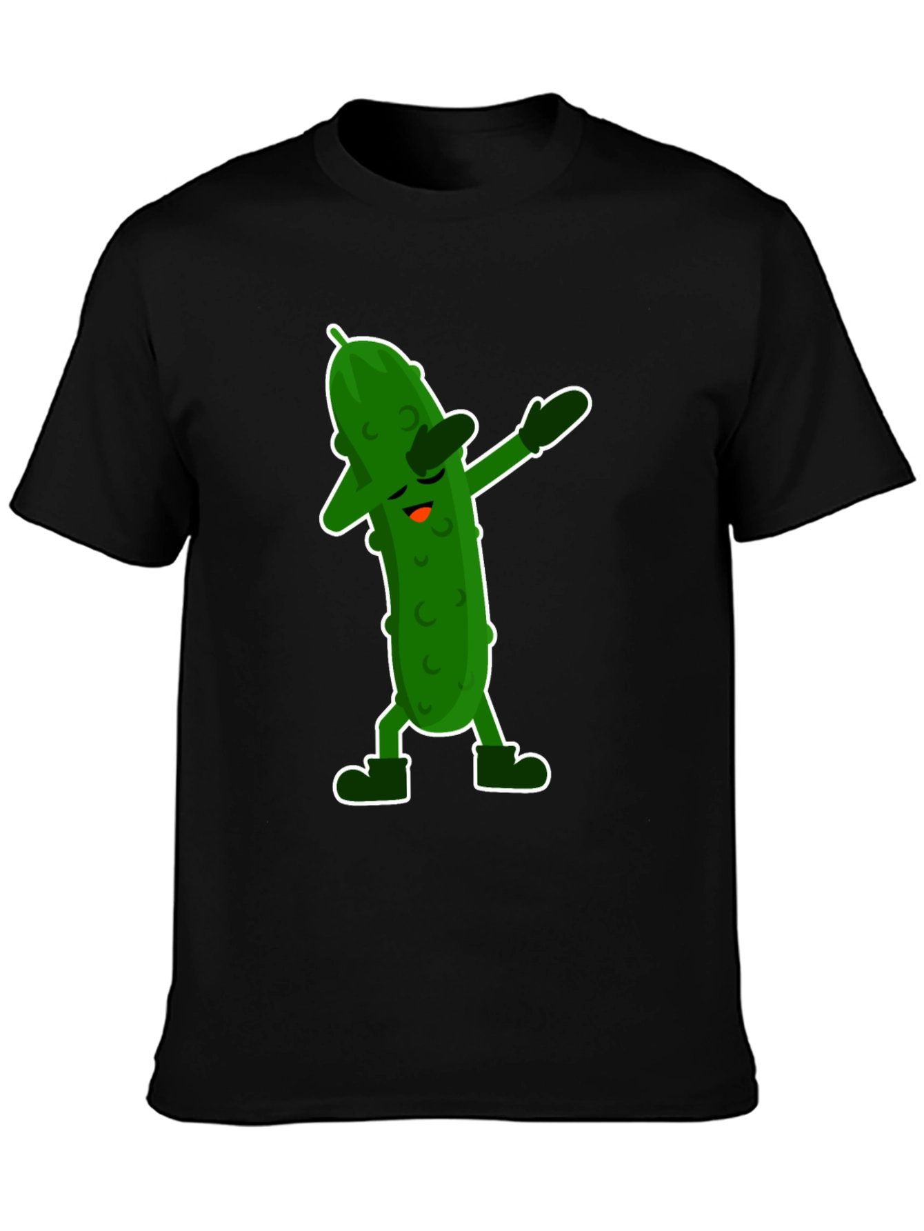 Camiseta Negra con Divertido Pepinillo Dabbing