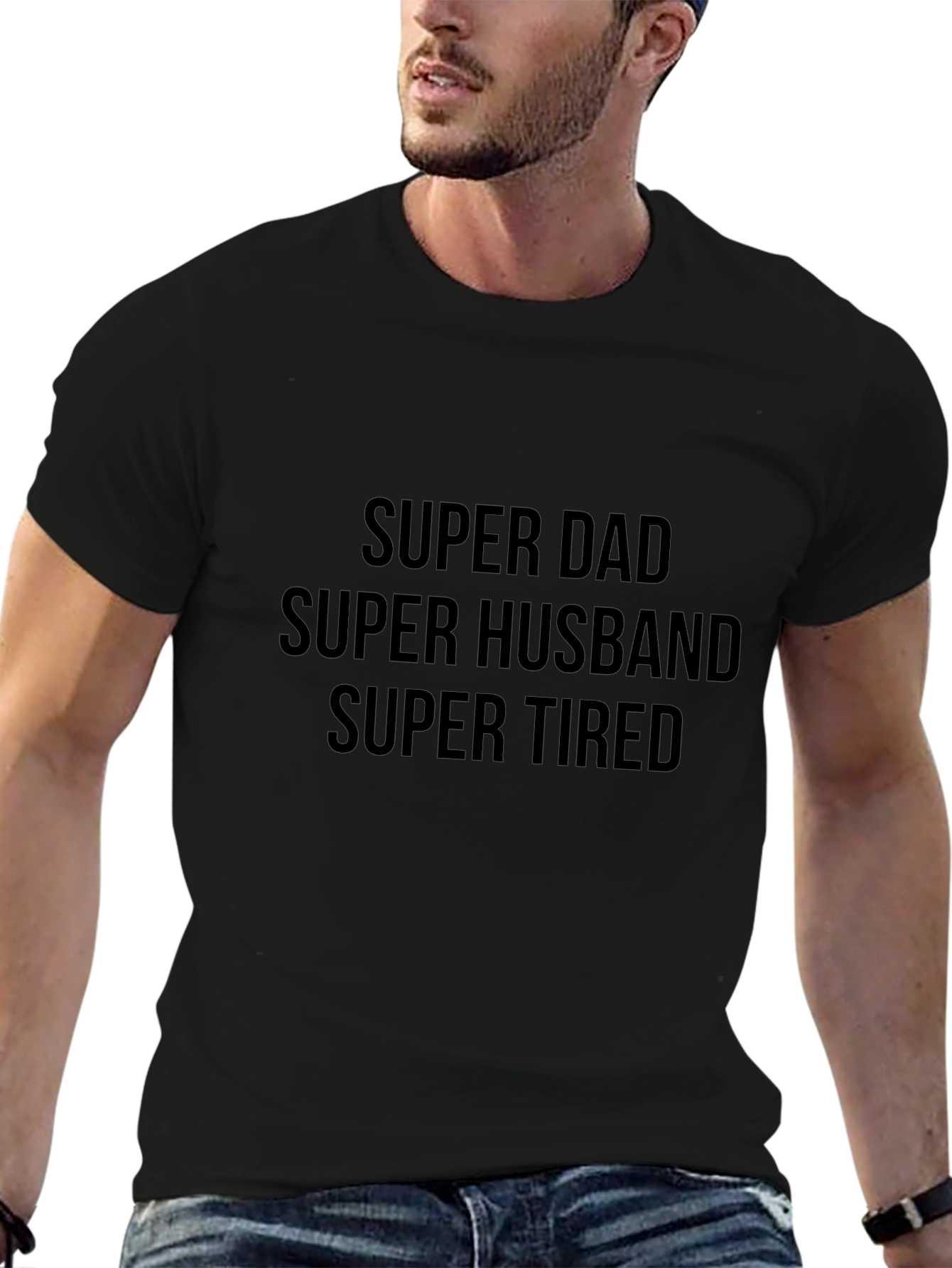 Camiseta Hombre Super Dad Husband Tired