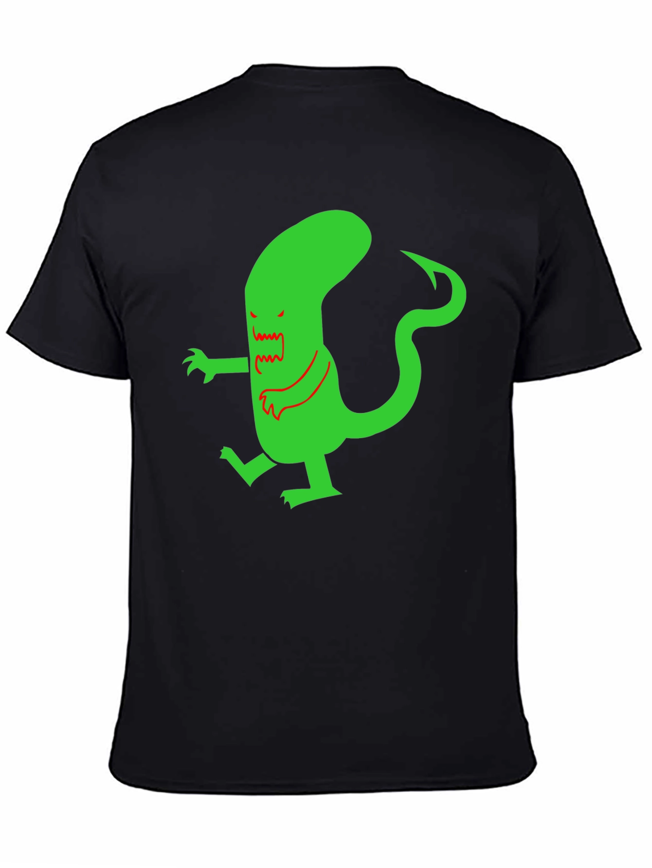 Camiseta Negra con Diseño Alienígena Divertido