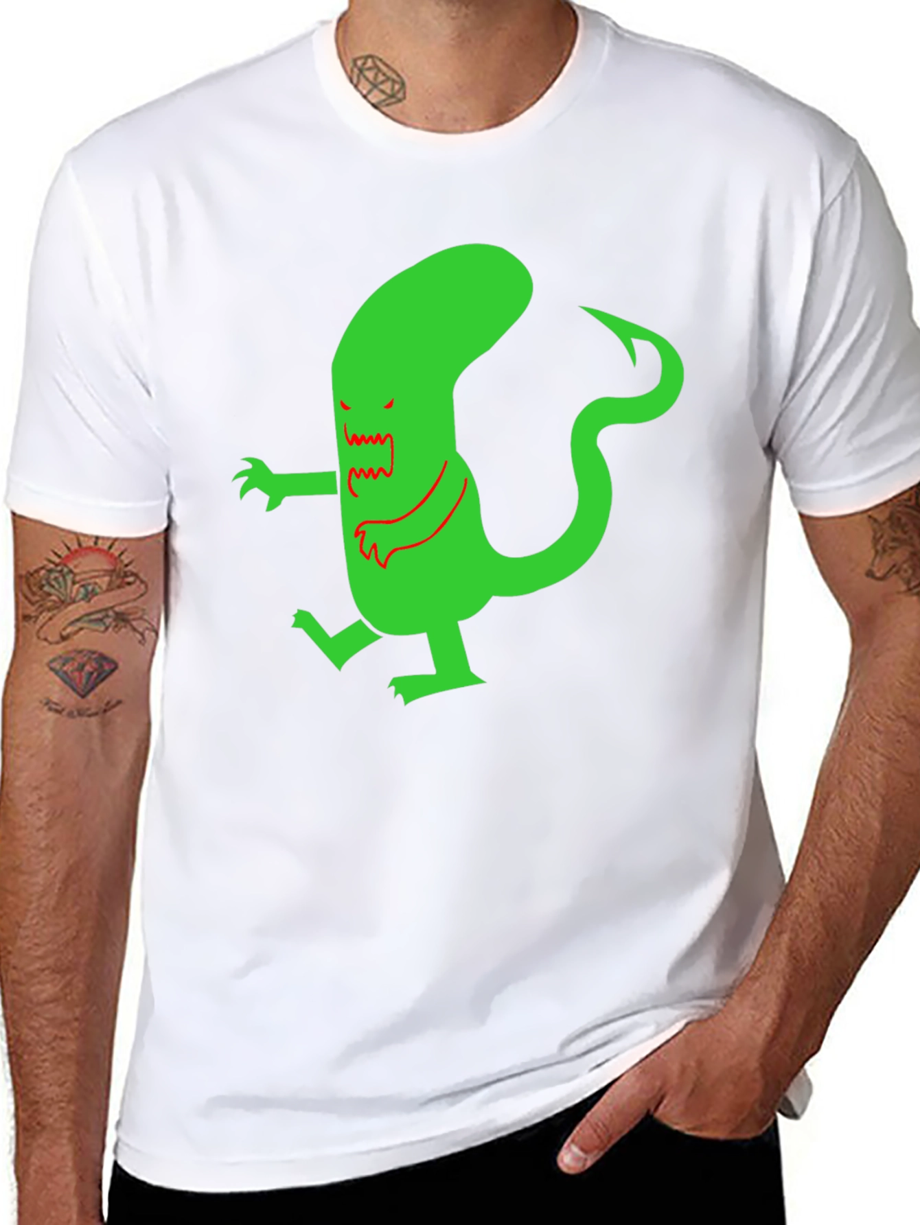 Camiseta Negra con Diseño Alienígena Divertido