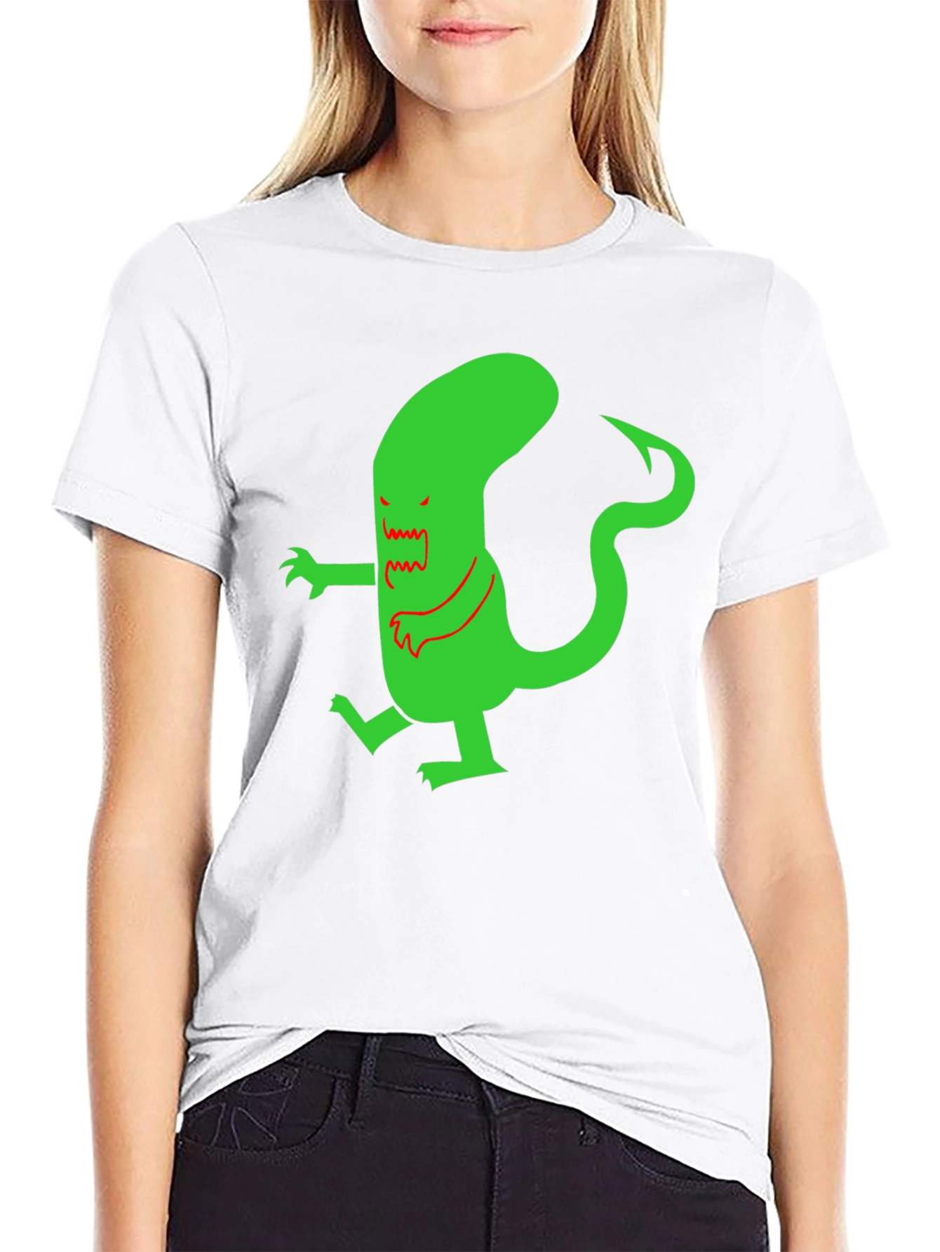 Camiseta Negra con Diseño Alienígena Divertido