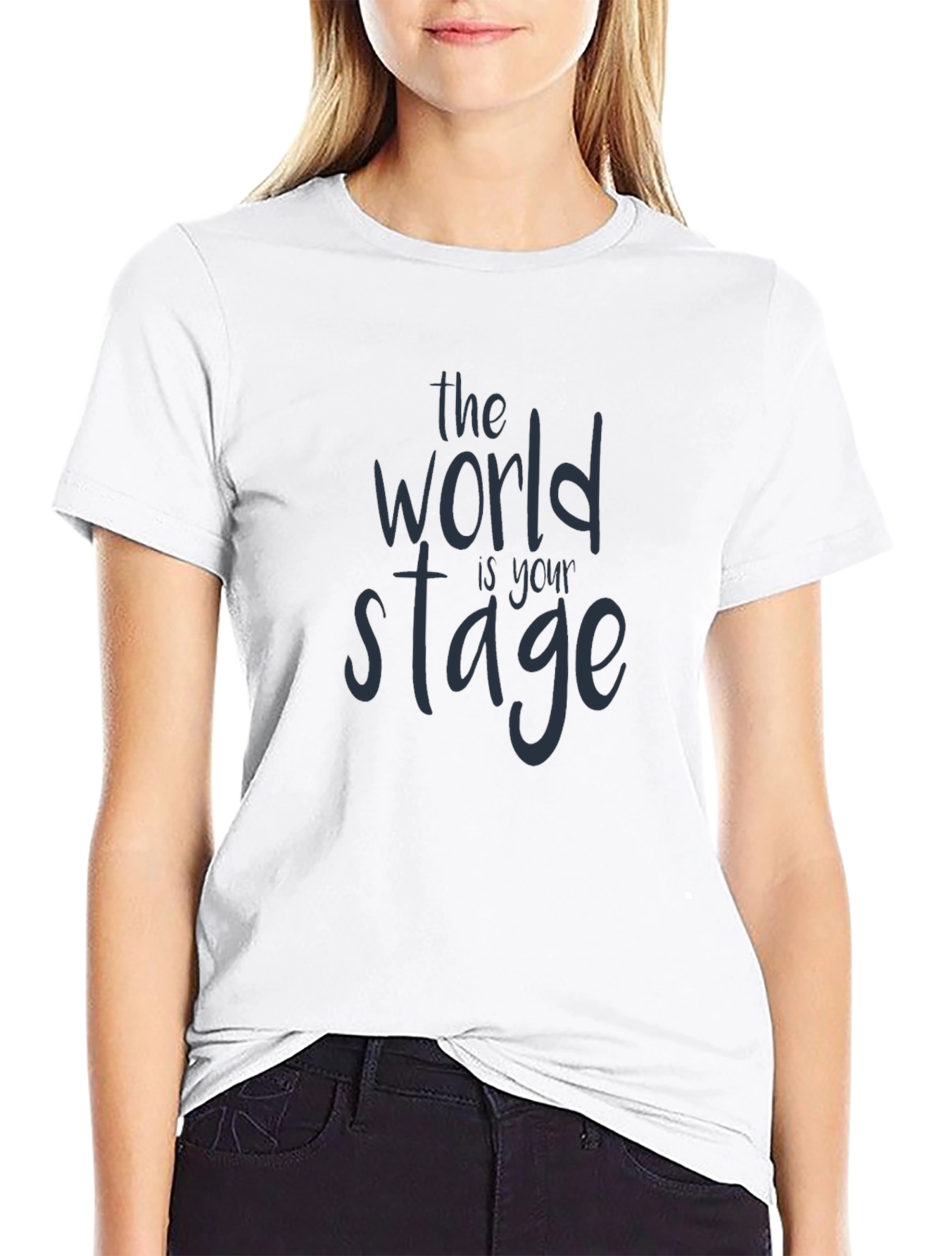 Camiseta Negra con Diseño El Mundo Es Tu Escenario