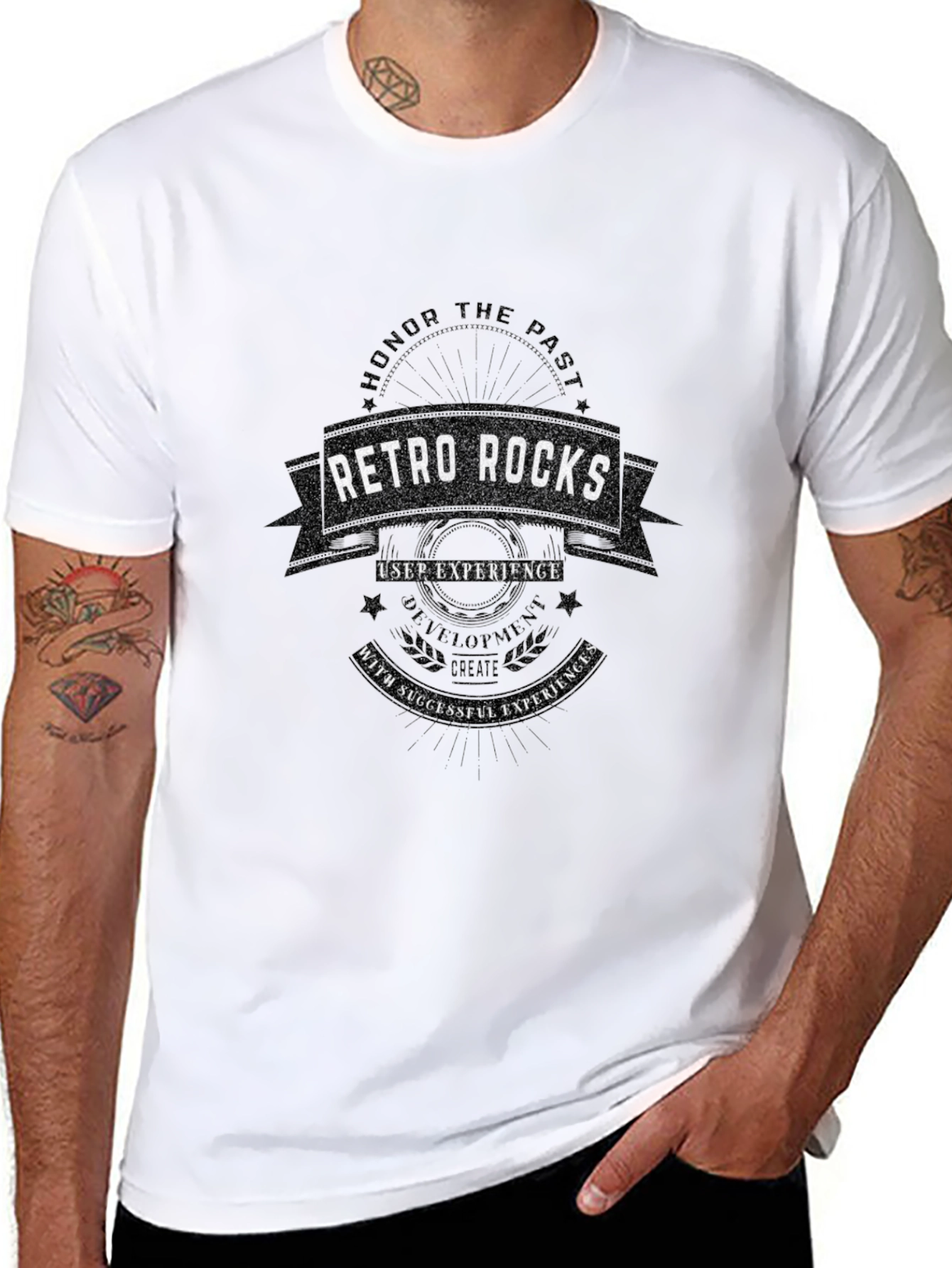 Camiseta Negra Retro Rocks para Hombre
