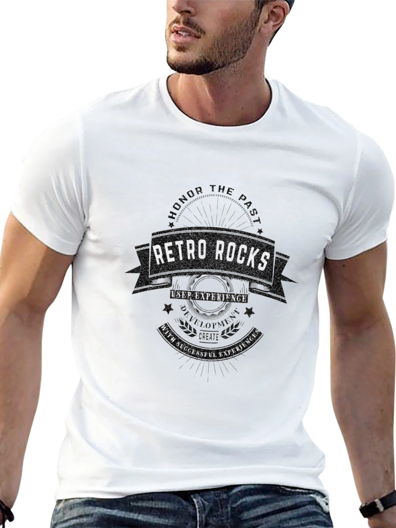 Camiseta Negra Retro Rocks para Hombre