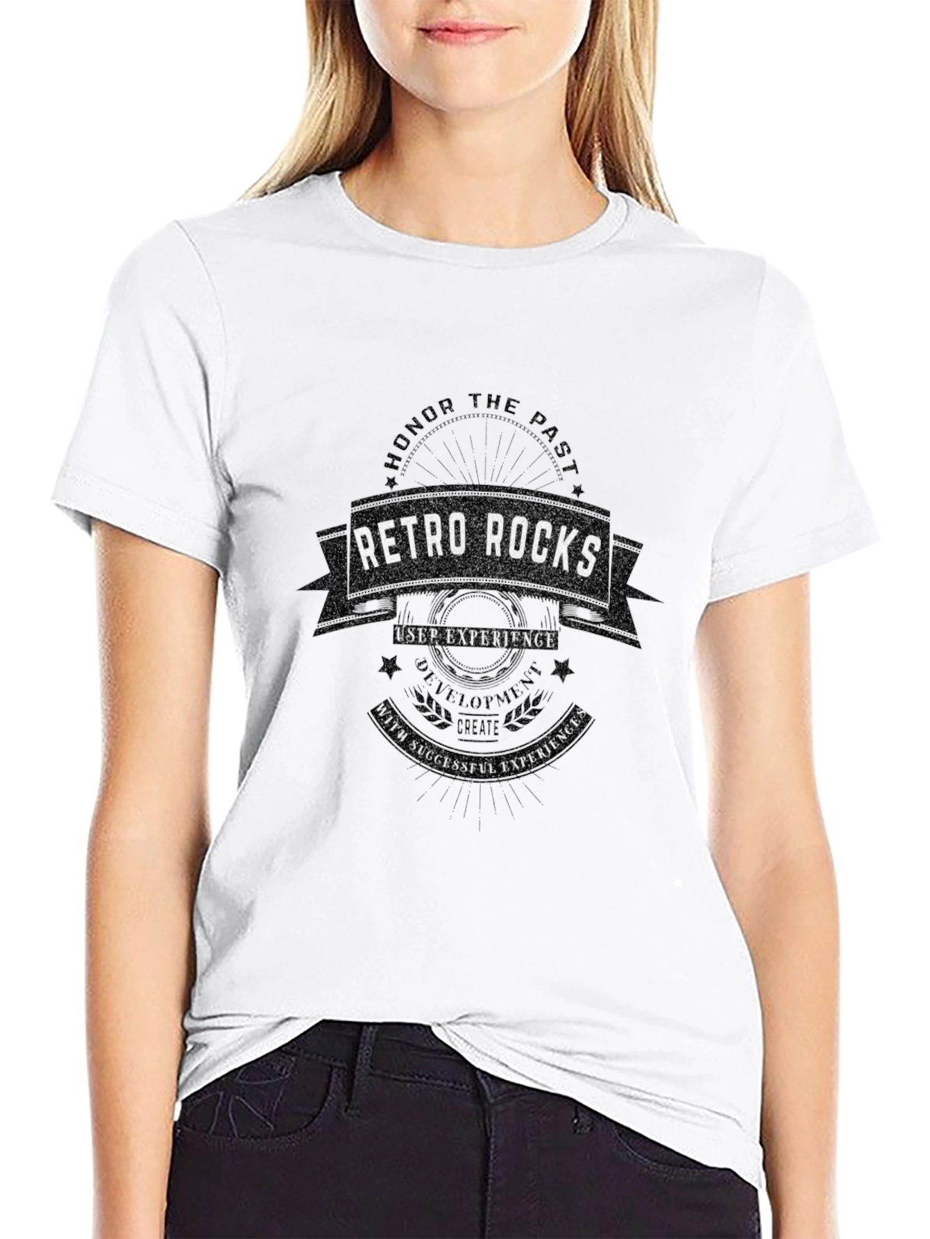 Camiseta Negra Retro Rocks para Hombre