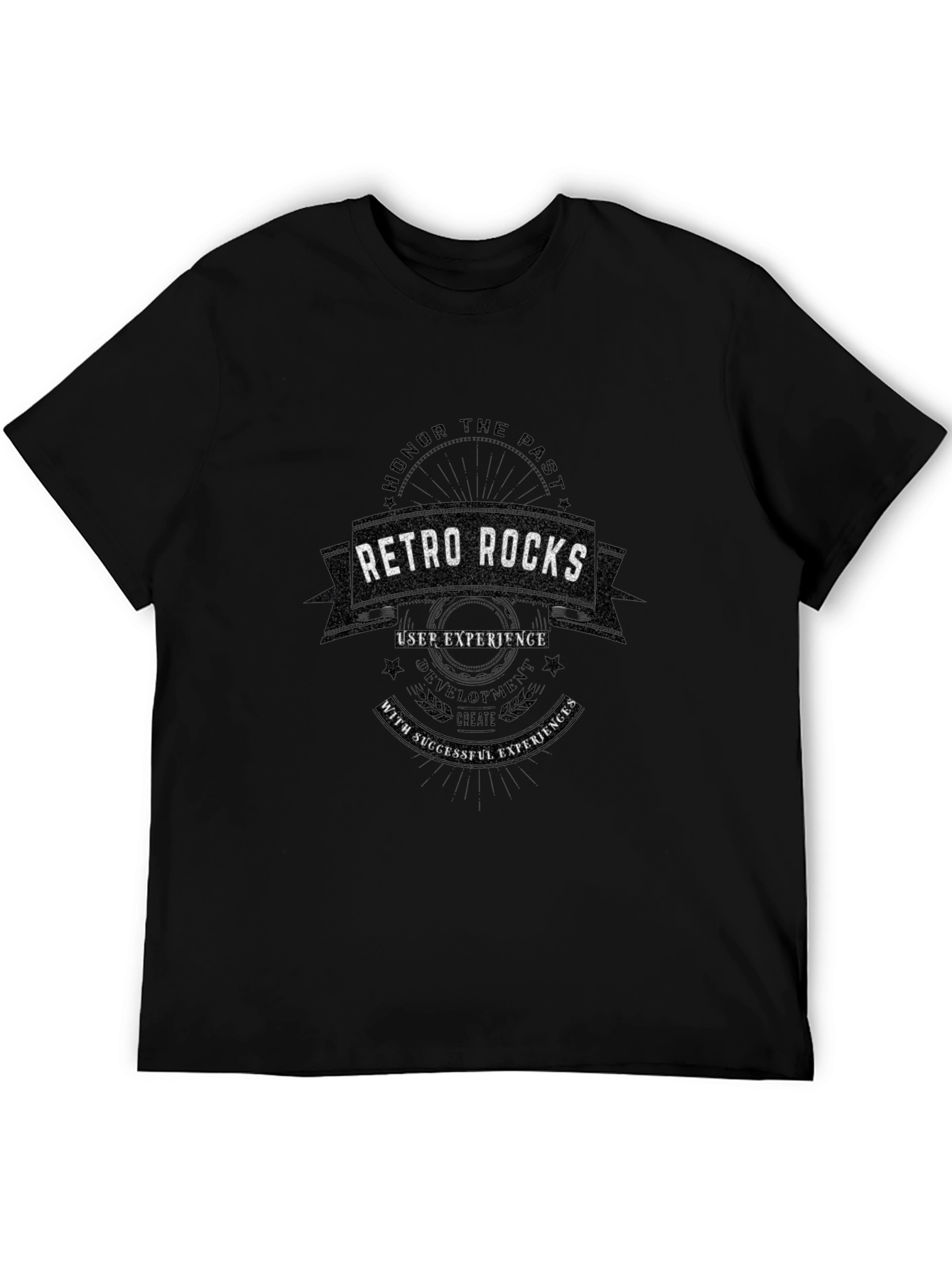 Camiseta Negra Retro Rocks para Hombre