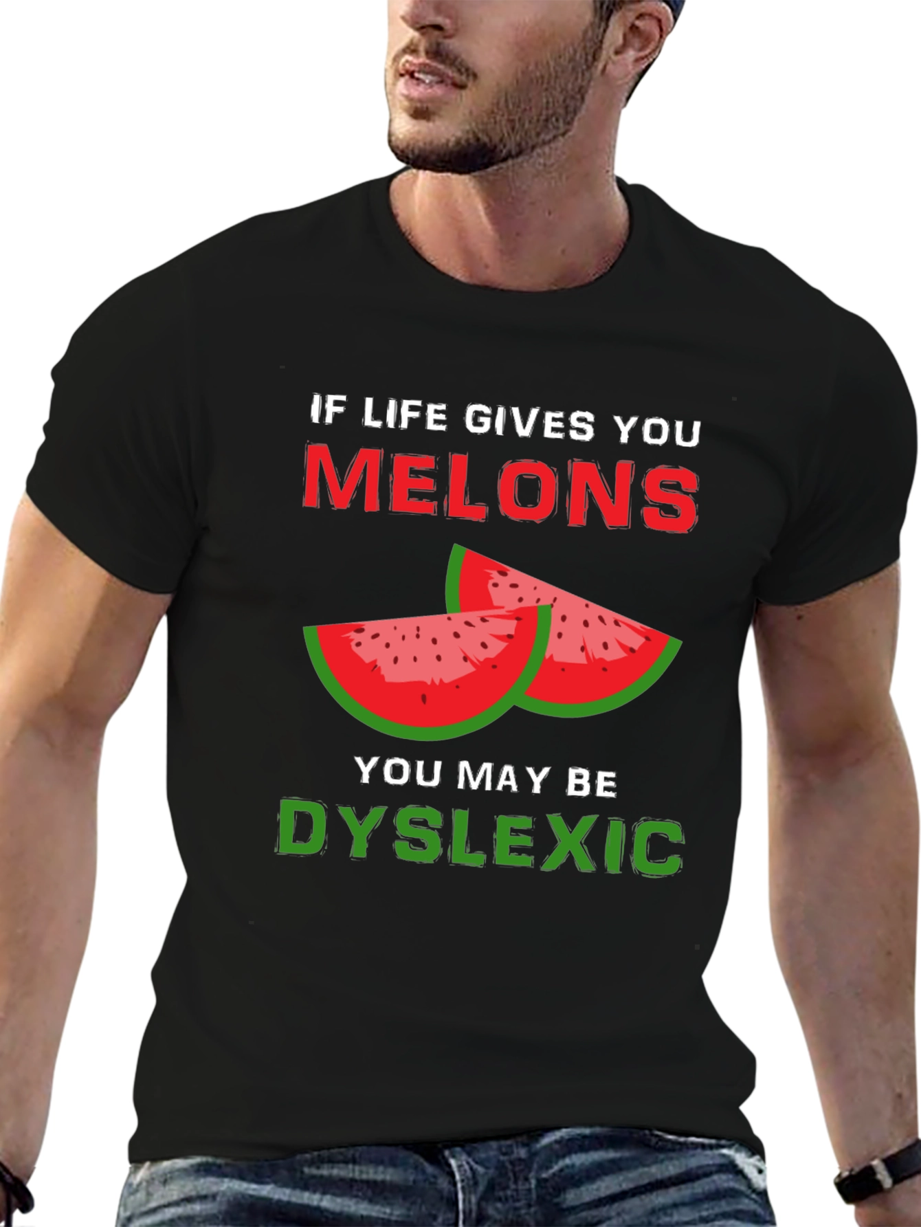 Camiseta Negra Humor Melones - Dislexia