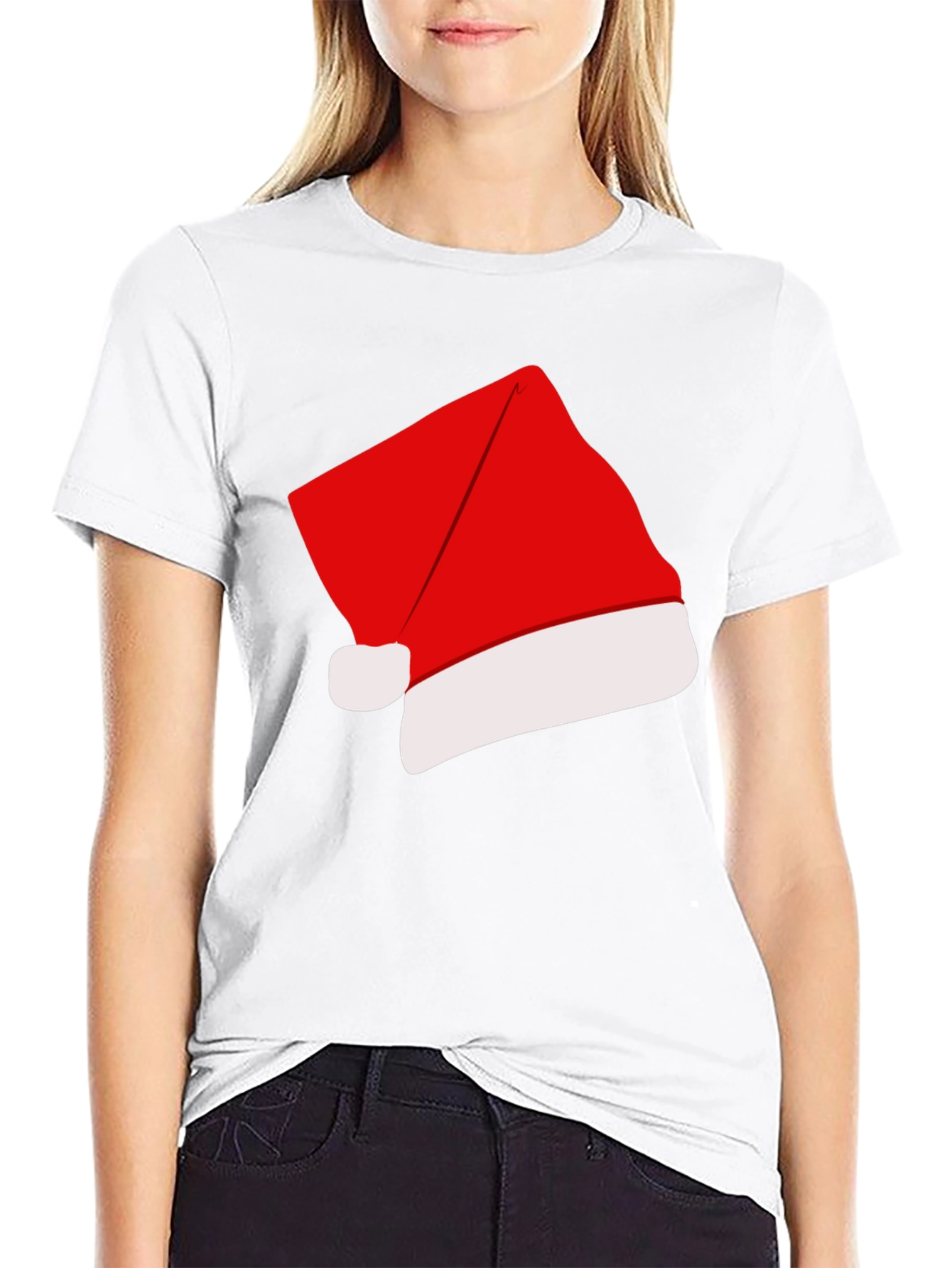 Camiseta Negra con Gorro de Navidad