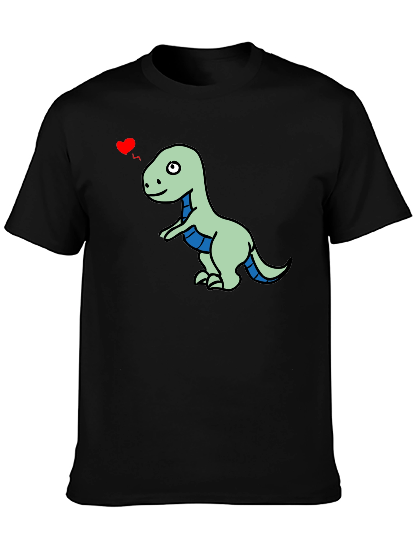 Camiseta Negra con Dinosaurio Enamorado