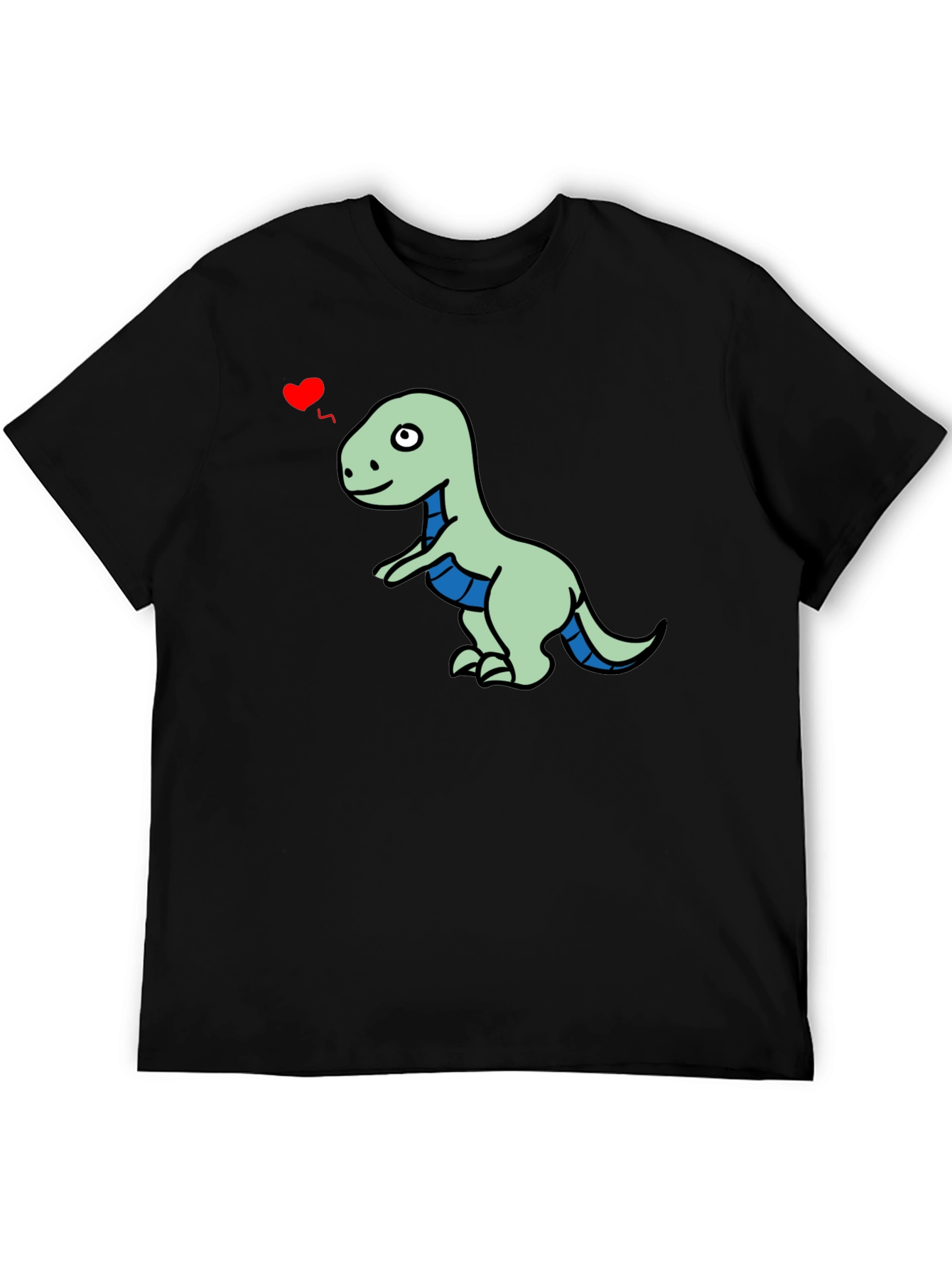 Camiseta Negra con Dinosaurio Enamorado