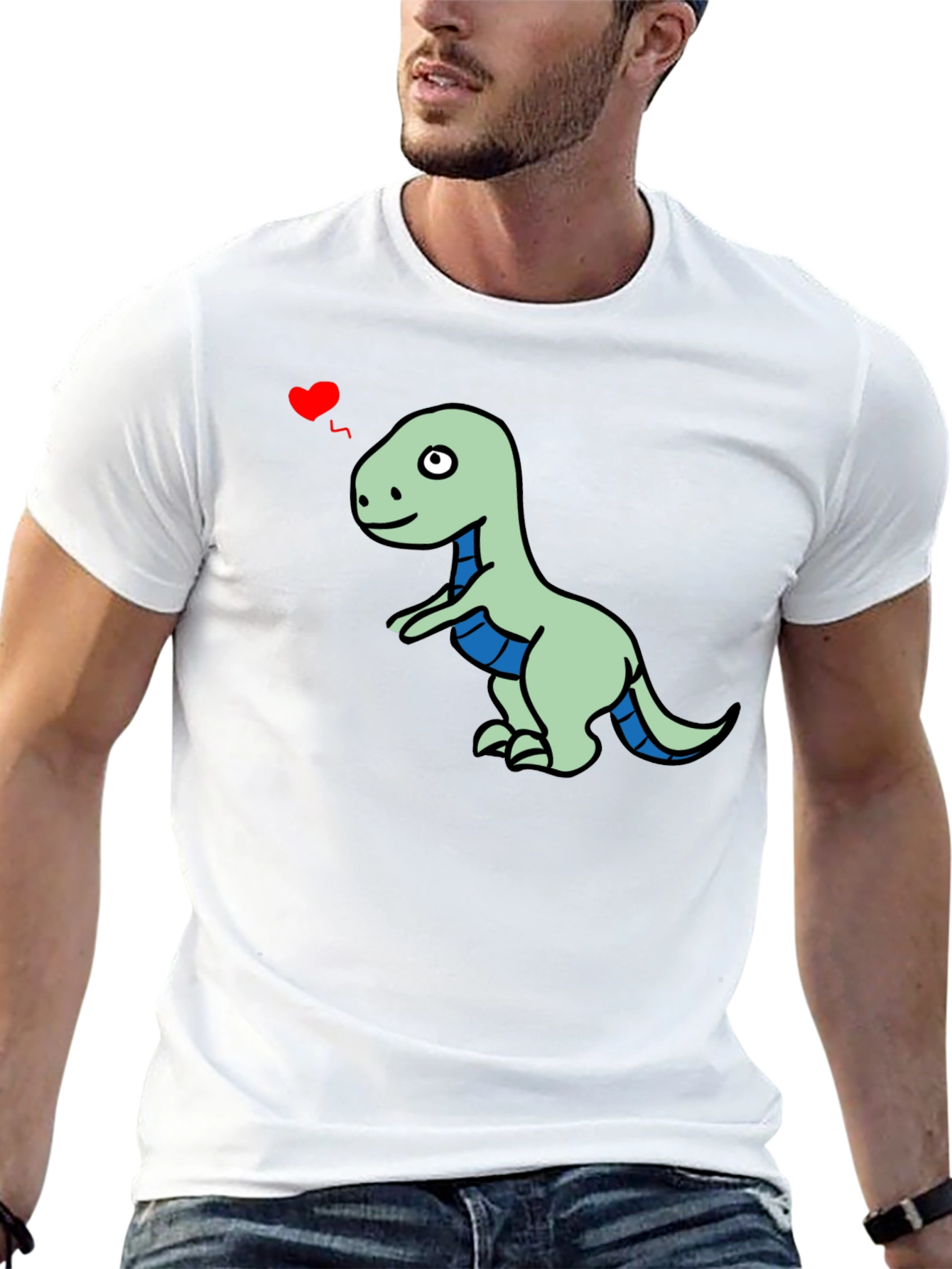 Camiseta Negra con Dinosaurio Enamorado