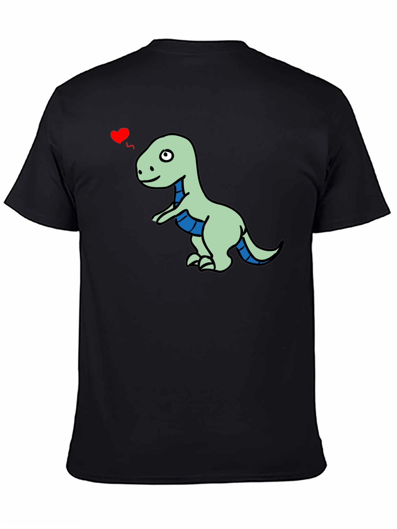 Camiseta Negra con Dinosaurio Enamorado