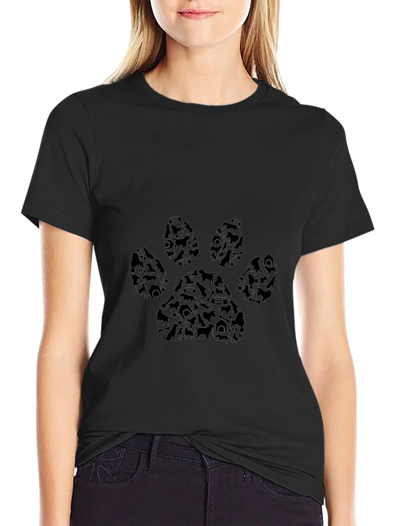 Camiseta Negra Huella de Perro Hombre