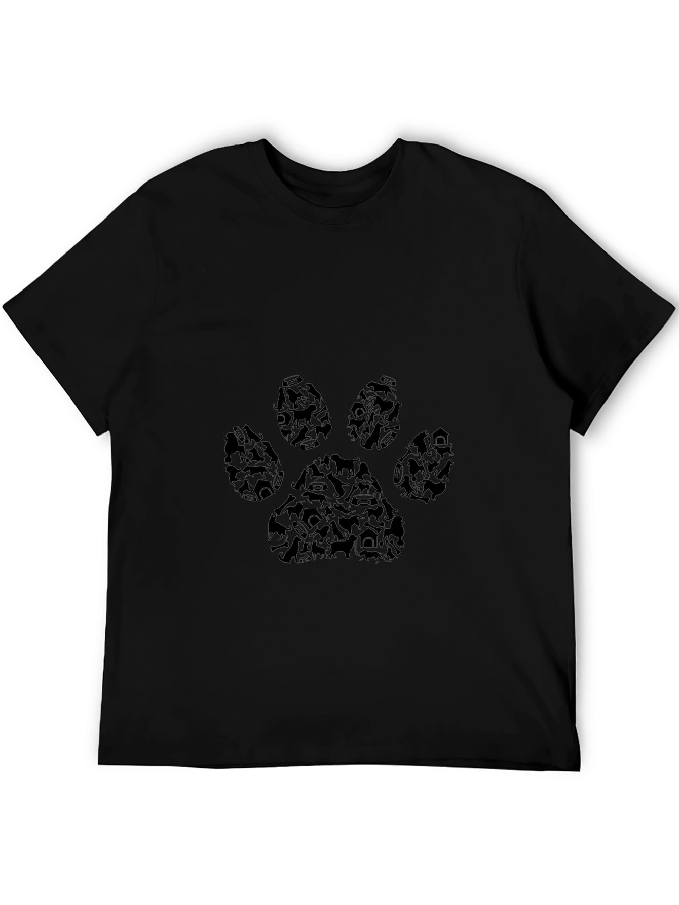 Camiseta Negra Huella de Perro Hombre