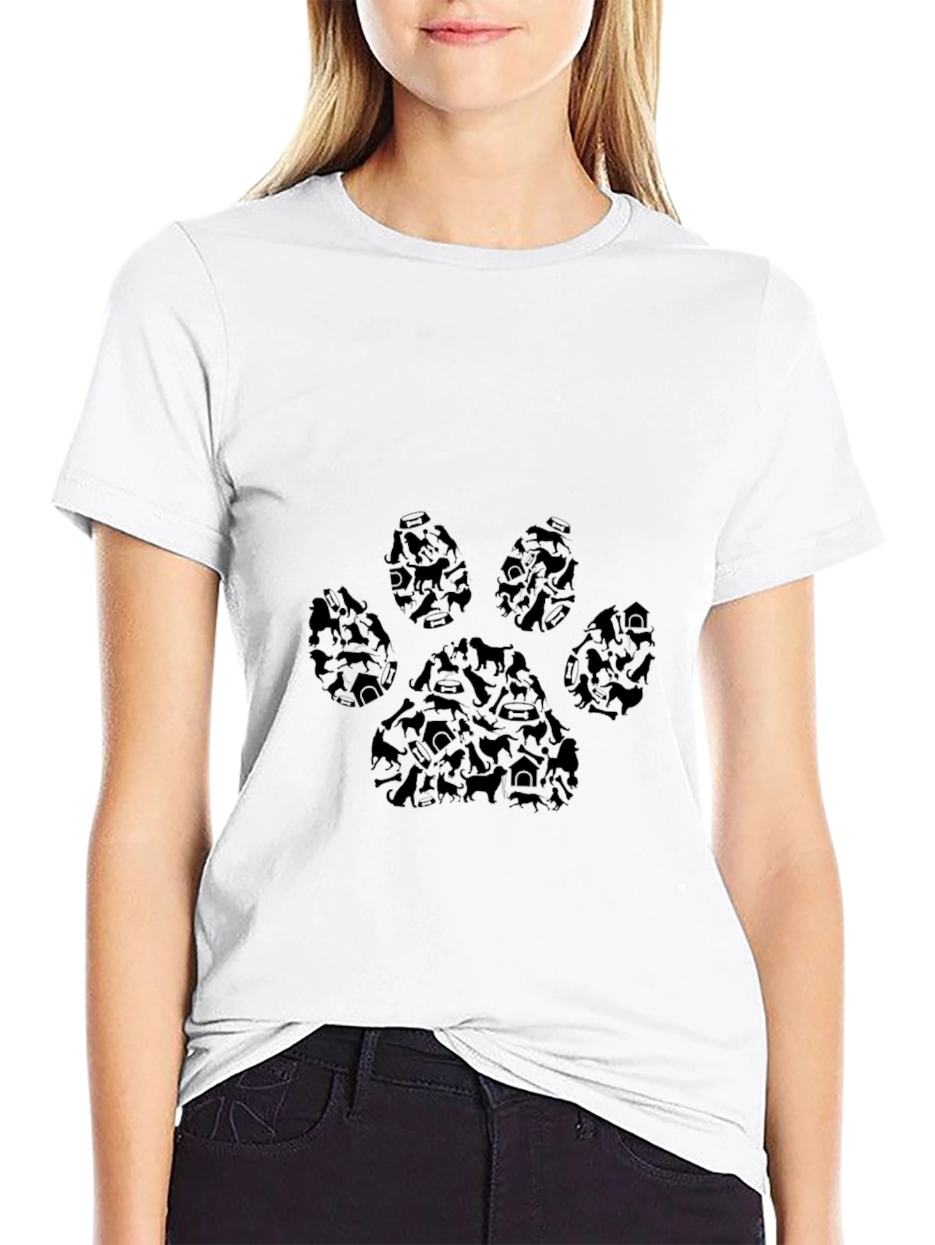 Camiseta Negra Huella de Perro Hombre