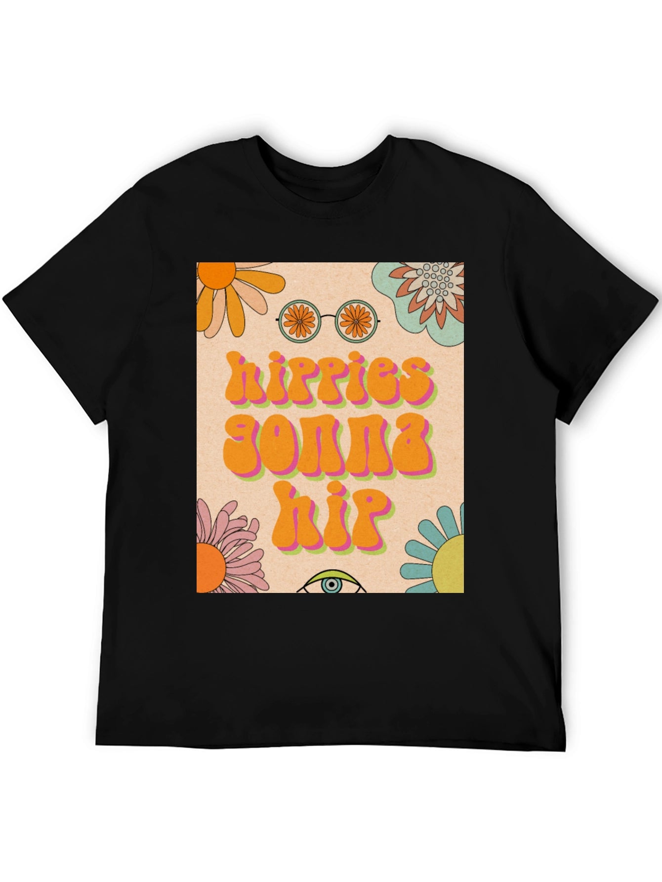 Camiseta Hippie con Diseño Floral Retro