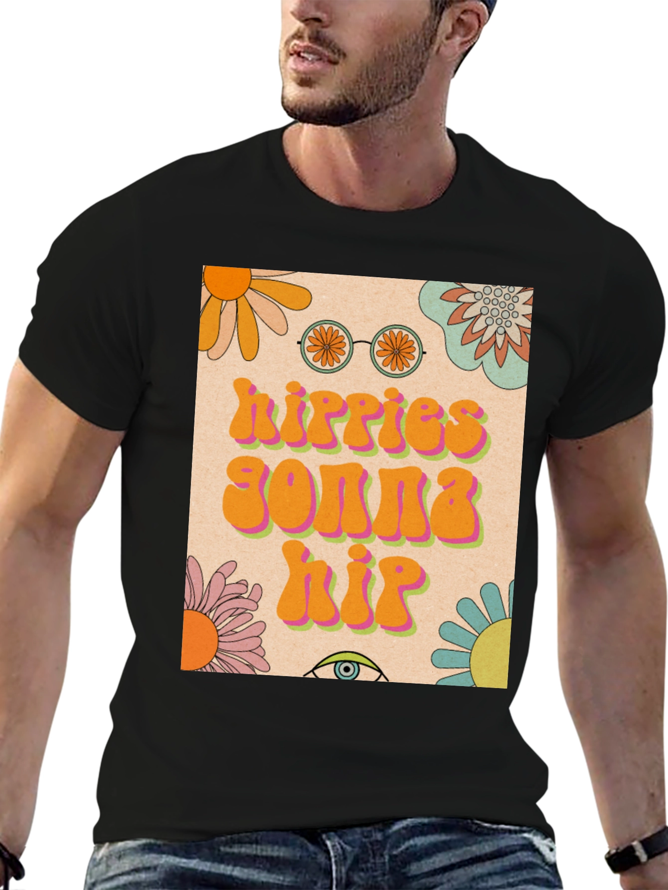 Camiseta Hippie con Diseño Floral Retro