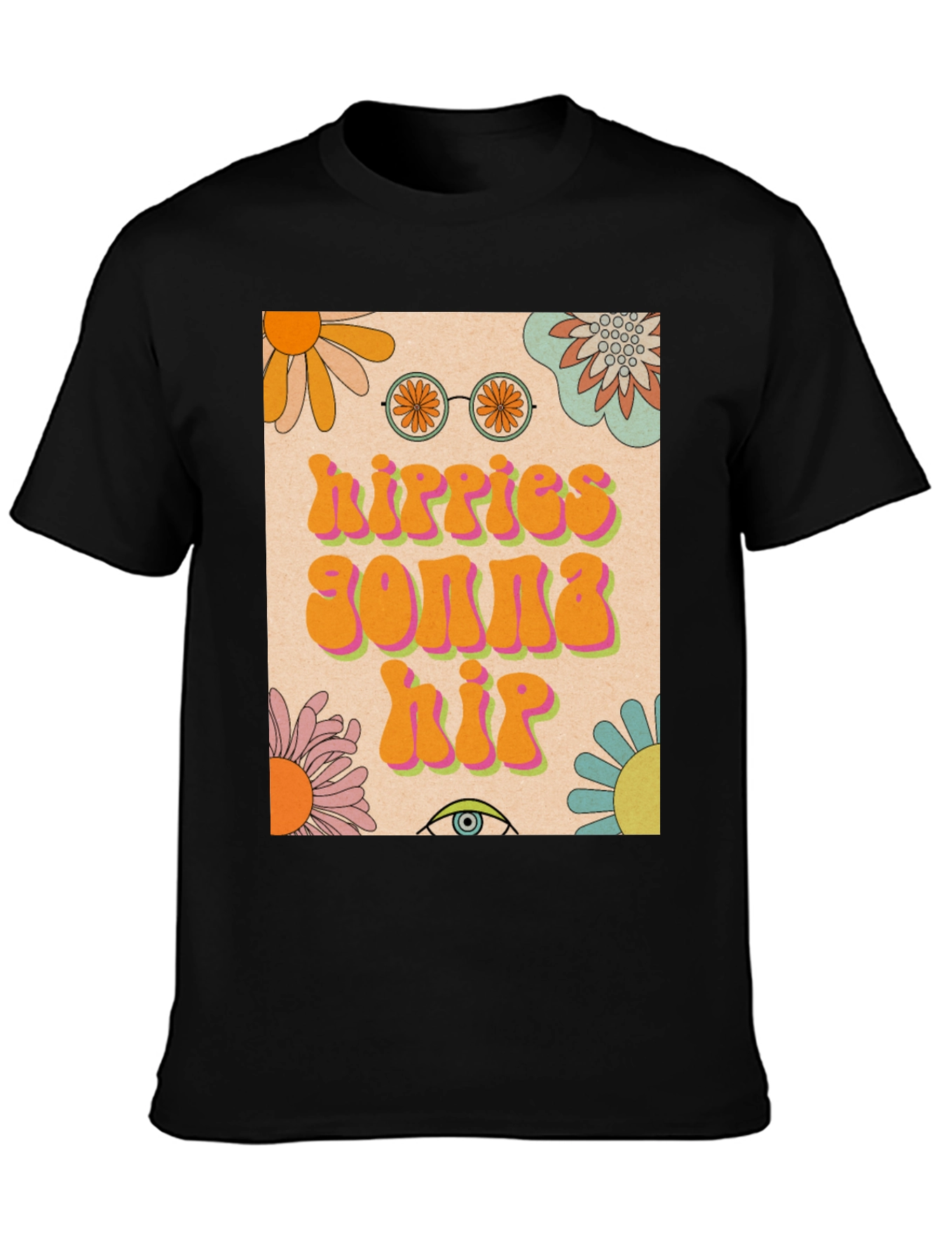 Camiseta Hippie con Diseño Floral Retro