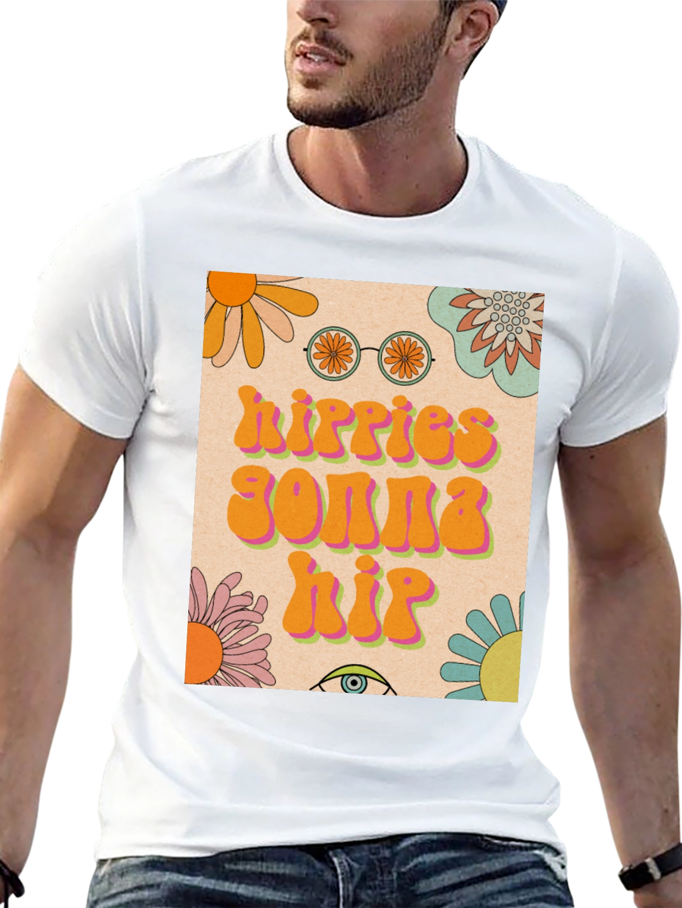 Camiseta Hippie con Diseño Floral Retro