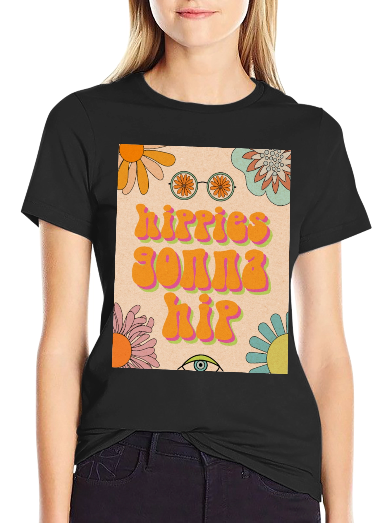 Camiseta Hippie con Diseño Floral Retro
