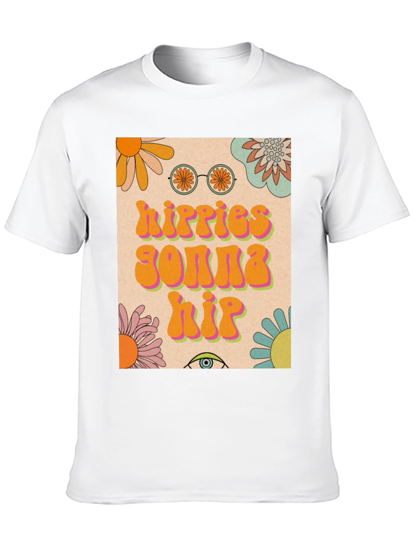 Camiseta Hippie con Diseño Floral Retro