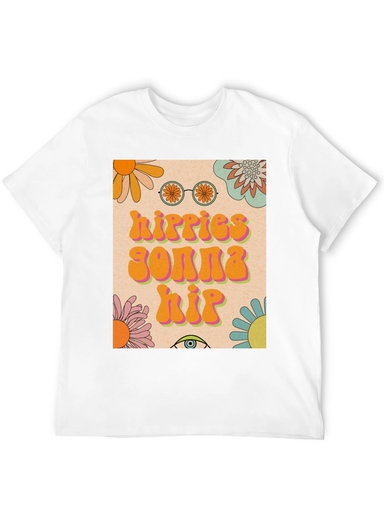 Camiseta Hippie con Diseño Floral Retro