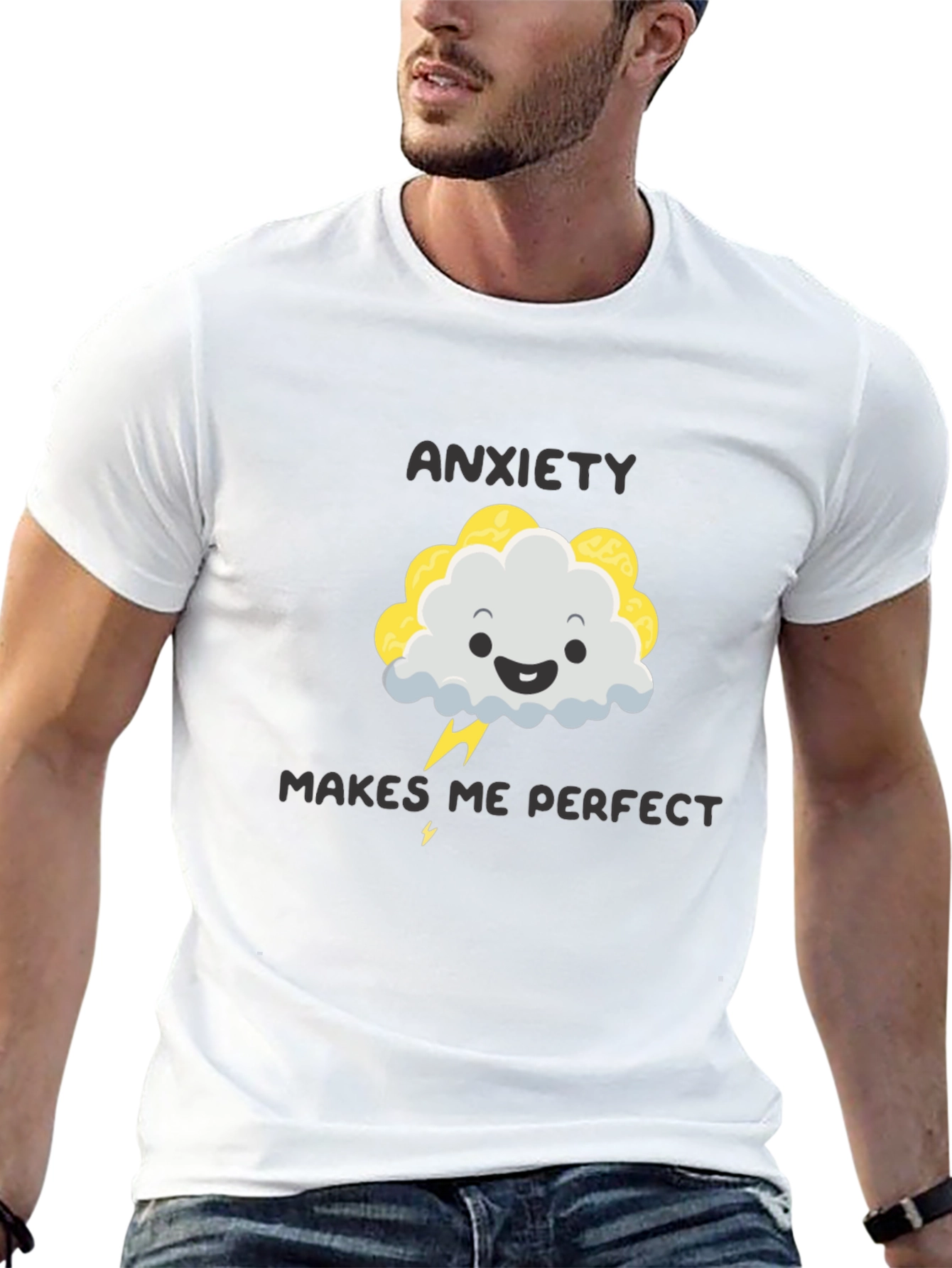 Camiseta Negra Ansiedad me hace perfecto
