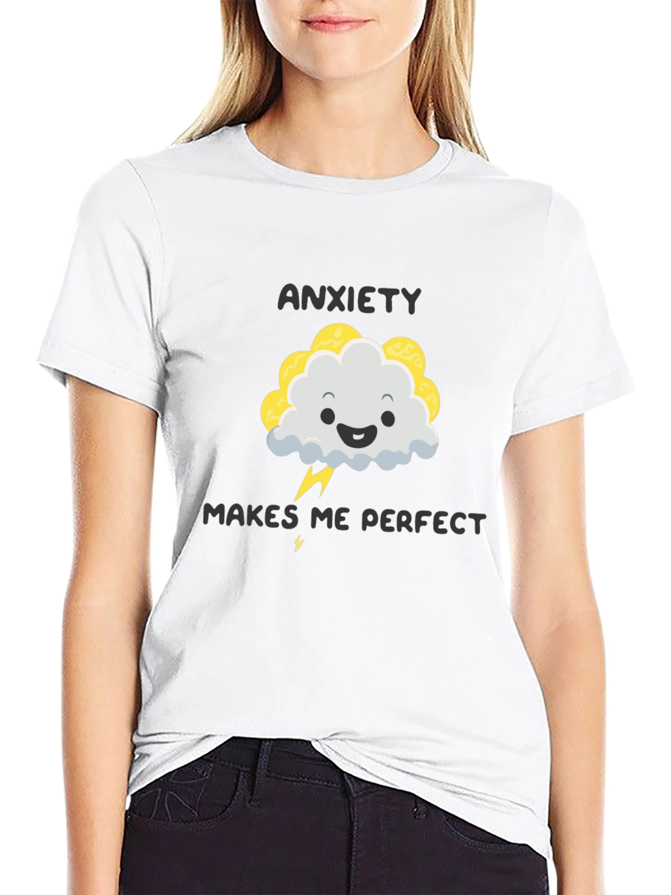 Camiseta Negra Ansiedad me hace perfecto