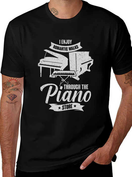 Camiseta Negra Paseos Románticos en Tienda de Pianos