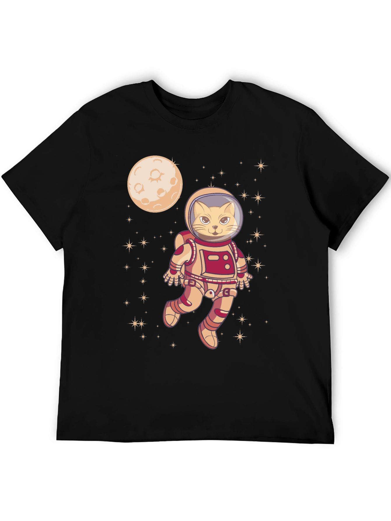 Camiseta Negra con Gato Astronauta Espacial