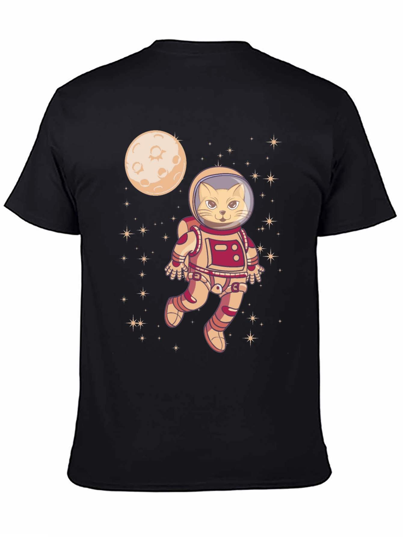 Camiseta Negra con Gato Astronauta Espacial