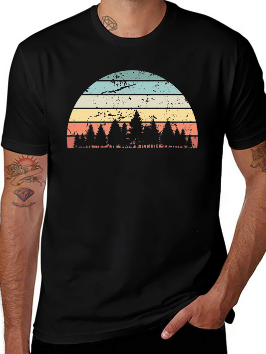 Camiseta Vintage Atardecer Bosque para Hombre