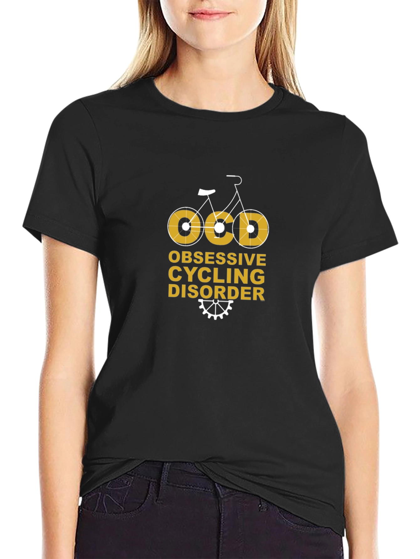 Camiseta Negra Ciclismo OCD: Obsesivo y Divertido