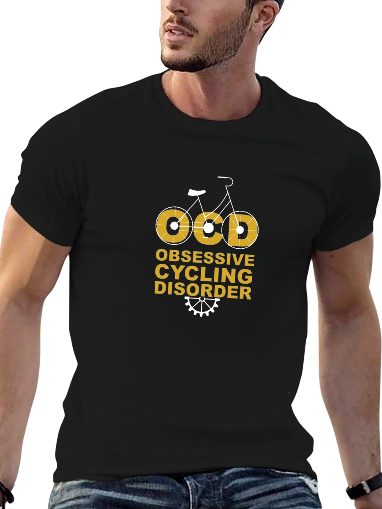 Camiseta Negra Ciclismo OCD: Obsesivo y Divertido