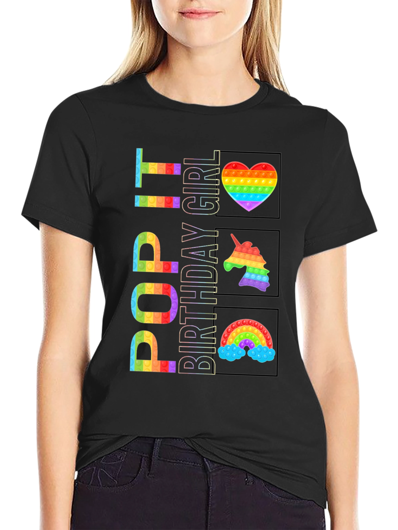 Camiseta Cumpleaños Niña Pop It Arcoíris