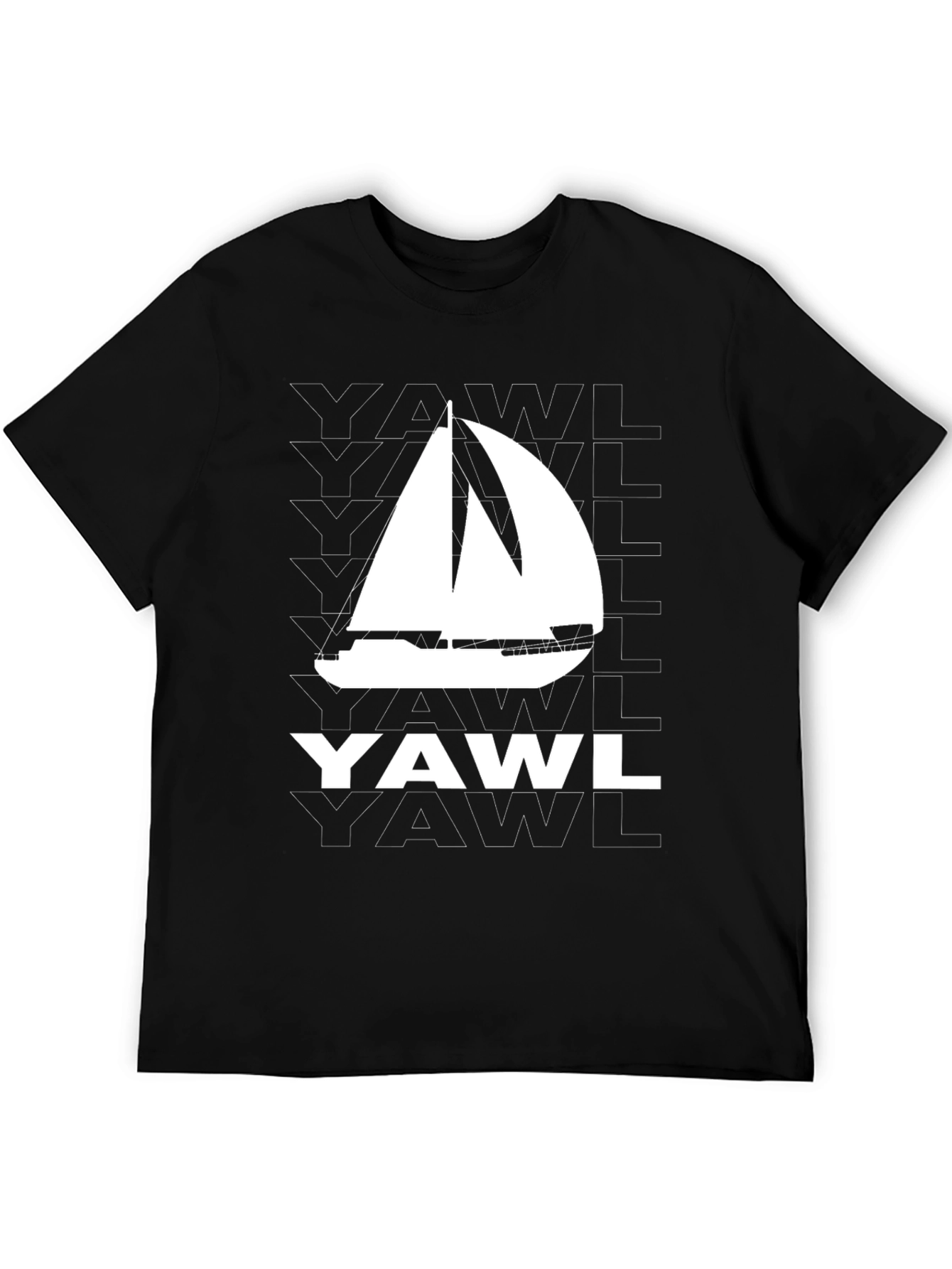 Camiseta Negra con Diseño de Velero YAWL