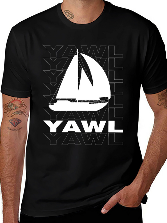 Camiseta Negra con Diseño de Velero YAWL