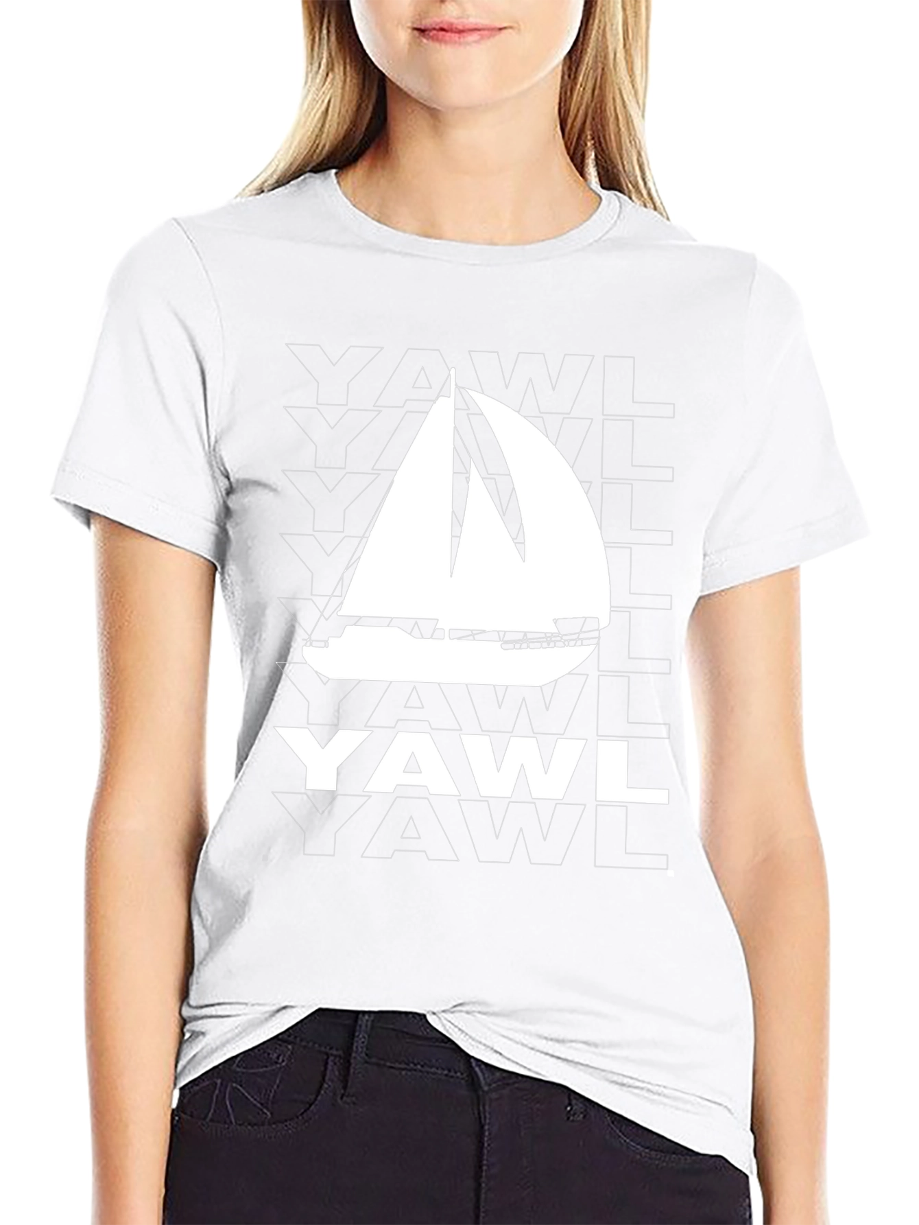 Camiseta Negra con Diseño de Velero YAWL