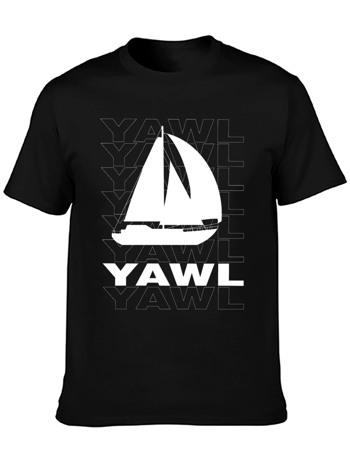 Camiseta Negra con Diseño de Velero YAWL