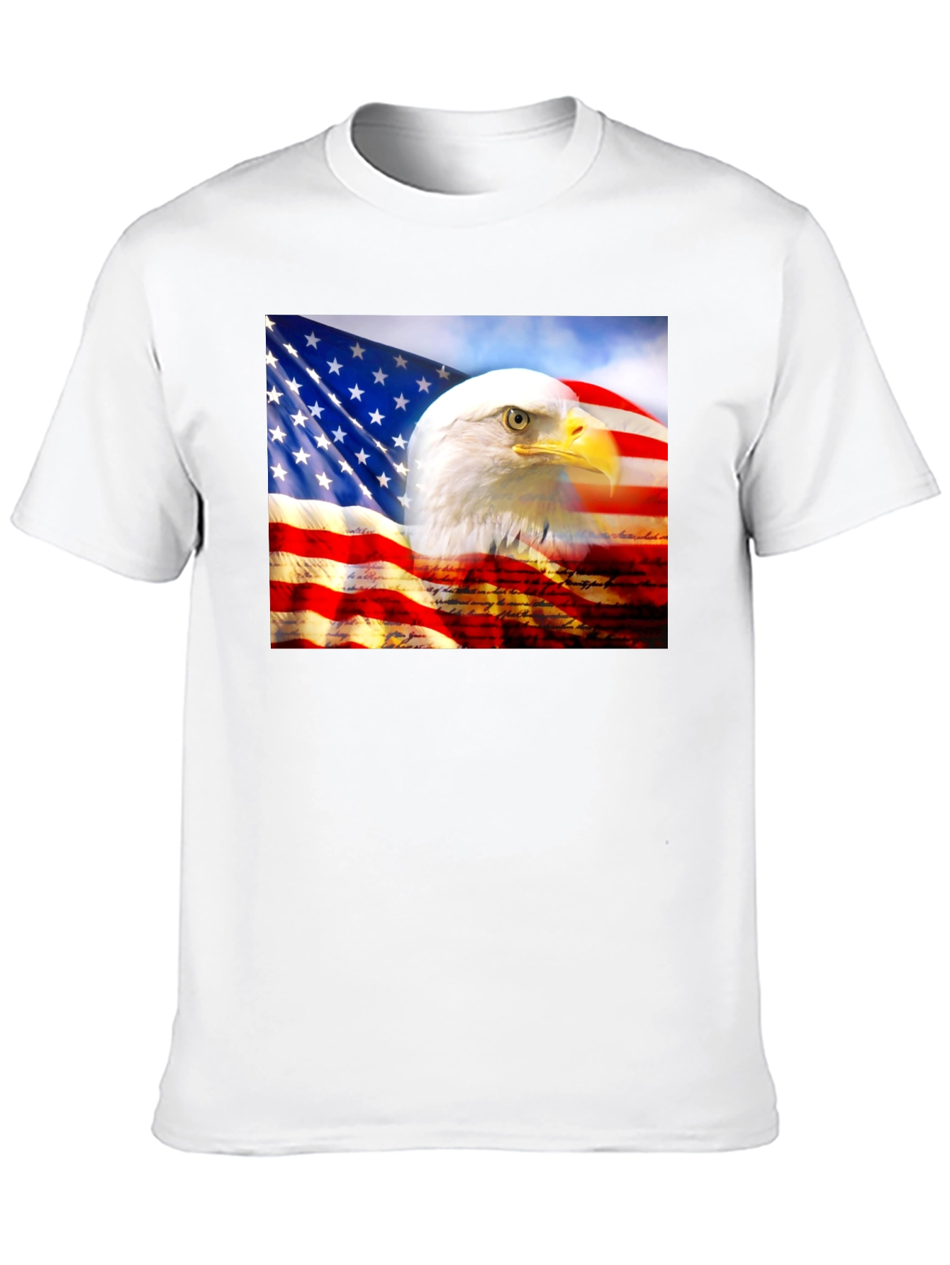 Camiseta Negra con Diseño de Águila y Bandera Americana